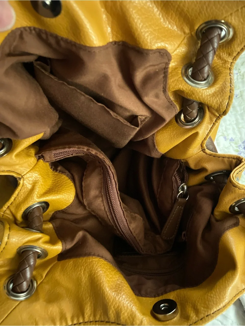 Relic Mustard Tan Pebbled Leather Shoulder Bag with Braided Handles